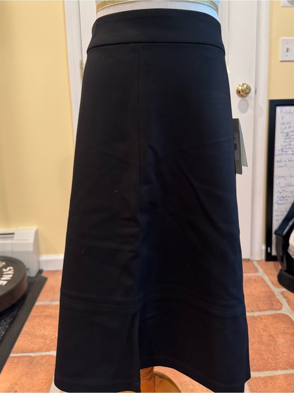 NYDJ Black A-Line Sculpt-Her Midi Skirt with Subtle Paneling